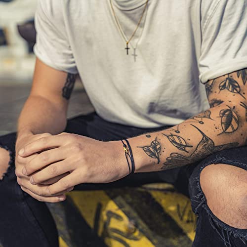 Made by Nami Nautical Rope Bracelet for Men Waterproof & Adjustable Wrap String Bracelets with Snap Hook Gift for Him - color: Blue Gold