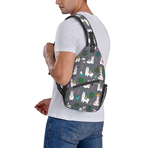 Sling Backpack For Men Hiking Daypack Crossbody Shoulder Bag Travel Chest Pack | Hiking - color: Cute Llama