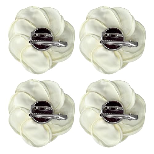Sanrich Women's Brooches 4pcs Rose Flower Hair Clip Mexican Hair Flowers Clips Hairpin Brooch Tea Party Hats Headpieces (off white) - color: off white
