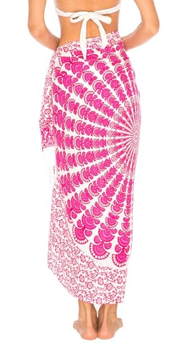 SHU-SHI Sarong Wraps for Women Long Beach Cover ups Pareo Bathing Suit Wrap Skirt Mandala Sarongs Coverup - color: Red/Pink/White