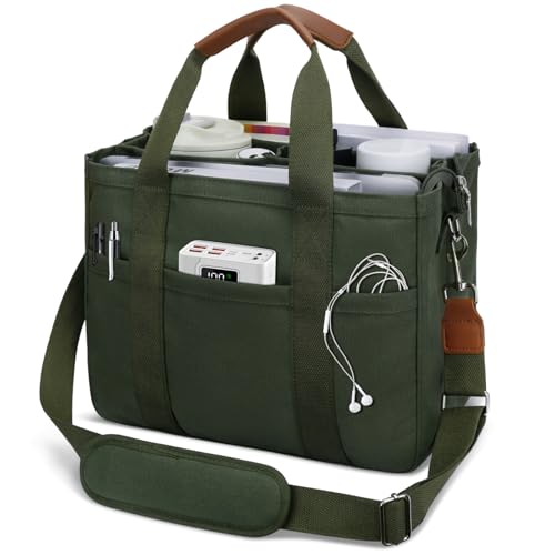 KKXIU Canvas Tote Bag for Women with Zipper and Compartments Crossbody Large Bible Messenger Purse Bag With Pockets | Canvas - color: Army Green, size: X-Large