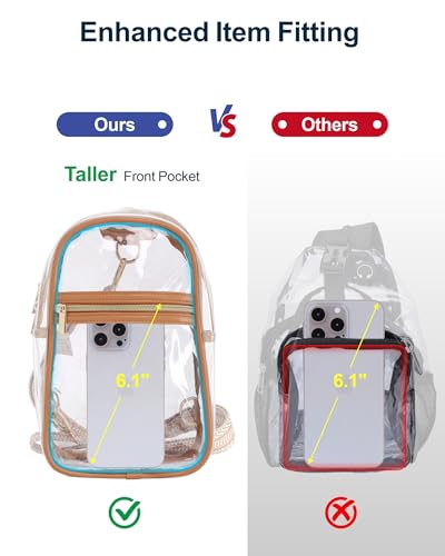 PACKISM Clear Sling Bag Stadium Approved - Clear Bag for Stadium Events & Holographic Bag for Music Festivals Jacquard Strap - color: 05_striped Brown