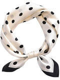 100% Mulberry Silk Scarf for Women Hair Lightweight Square Neckerchief Wrap For Head Scarves 21" - color: 26-white Black Point /21"*21"