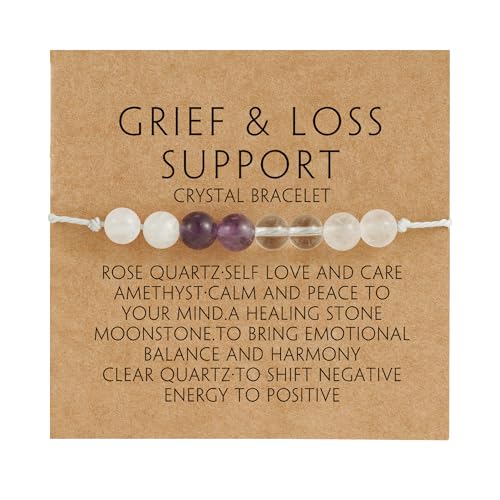 Empath Anxiety Calming Protection Bracelets Gifts for Her, Natural Healing Natural Stone Beaded Bracelet Healing Bracelets Jewelry for Women - color: Grief and Loss Support