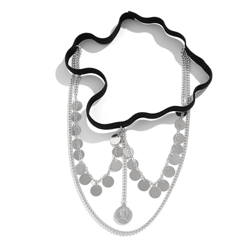 Summer Boho Coin Pendant Leg Body Jewelry,Elastic Band Leg Thigh Chain Bikini Sequin Thigh Accessory Jewelry for Women