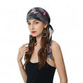 ZLYC Chemo Headwear Pre Tied Head Scarf Headwraps Lightweight Turban Beanie Cap for Women - color: Flamingo Black
