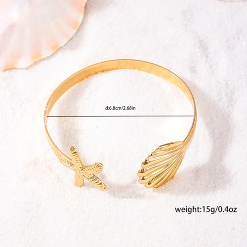 Frodete Arm Cuff Bracelet for Women Gold Upper Arm Jewelry Bangle Cuff Bracelets Starfish Shell Beach Jewelry Trendy Stuff Gifts - color: A3:arm cuff