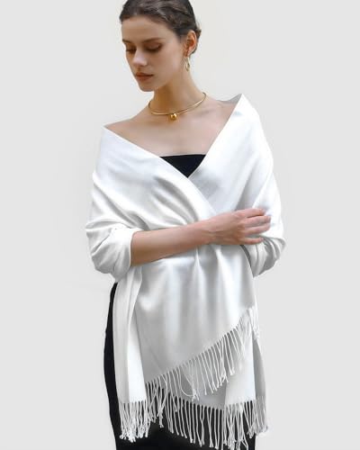 FURTALK Pashmina Shawl Wraps for Women Evening Dresses Blanket Scarves Fashion Scarf Wedding Gifts - color: White