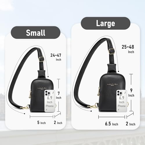 INICAT Women's Small Sling Bag, Lightweight Everyday Vegan Leather Crossbody Purse for Daily Essentials and Travel Light - color: Black Solid, size: Small