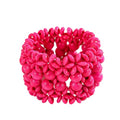 Bohemian Wooden Bead Bracelets Boho Colorful Handmade Elastic Stretch Bracelets Design for Women Summer Beach Festival Jewelry - color: Pink