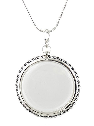 FashionJunkie4Life Sterling Silver Oval Locket Necklaces for Women, 18" Cable Chain - style: Large Clear