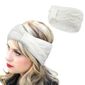 DRESHOW Crochet Ear Warmer Headband Soft Knit Chunky Turban Stretch Thick Headbands Warmer Fuzzy Head Wrap for Women - color: 1 Pc Double Twist: White