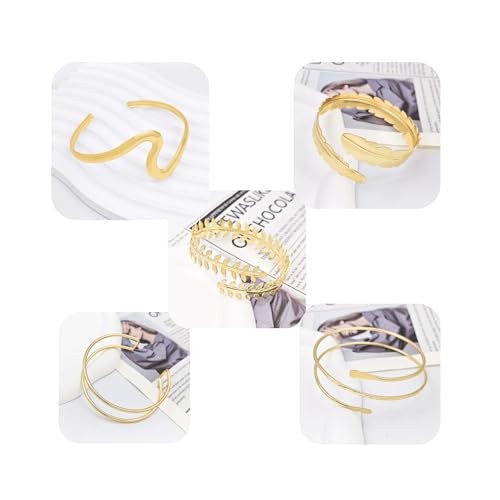 10Pcs Gold Arm Cuff Bracelets for Women, Adjustable Greek Goddess Egyptian Jewelry Set, Snake Arm Band Bangle, Costume Body Jewelry Accessories