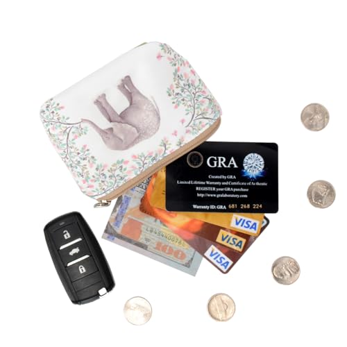 Women and Girls Cute Fashion Coin Purse Wallet Bag Change Pouch Key Holder - color: Forest Elephant