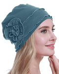 osvyo Chemo Headwear Turban Cap for Women - Cancer Beanie Hair Loss Sealed Packaging - color: Cotton-cerulean-blue
