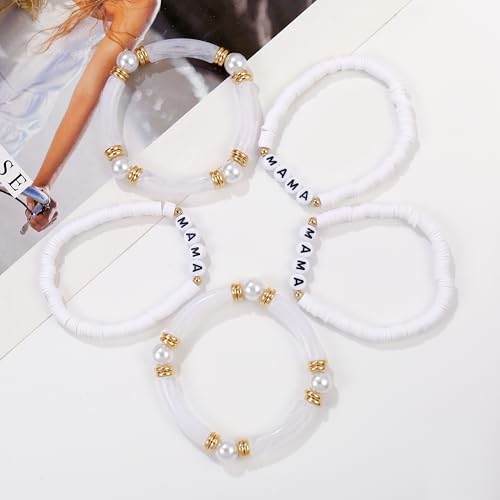 Elegance 11 designs colorful bracelets for women Surfer Thick Tube Heishi Summer Beach Beaded Stackable Boho Stretch Bracelets - color: Mother