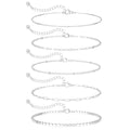 DEARMAY 14K Gold Plated Ankle Bracelets for Women Waterproof - Dainty 6Pcs Anklets Layered Cuban Link Chain Herringbone Cute Anklets Set Pack Summer Beach Jewelry Gift for Women Teen - color: Silver Anklet C