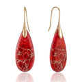 SELOVO Stone Fishhook Dangle Drop Earrings Statement Earrings for Women Stone - color: Red-Gold Color Hook