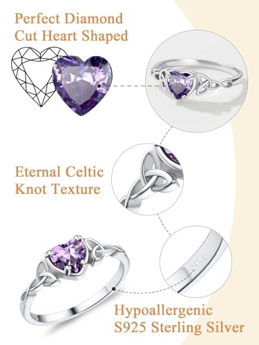 Custom4U Personalized 1-4 Birthstone Rings for Women Promise Rings for Her Sterling Silver Mothers Ring Customized Cubic Zirconia Stones Wedding/Valentine's Day/Mother's Day Jewelry Gift for Mom Wife - color: D-celtic Knot-silver