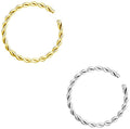 Forbidden Body Jewelry Nose Rings Set Surgical Steel Braided Hoops for Pierced and Fake Nose and Cartilage Piercings 14G-20G - style: 18g 10mm Silver/Gold Tone (2Pcs)