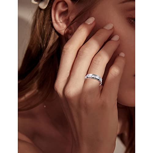 Ladytree Spinner Fidget Ring Sterling Silver Thumb Band for Women Anxiety Ring Platinum Plated Worry Stress Relief Just Breathe Boredom ADHD Autism Rings Boho Jewelry Gift - color: J-wide band oxidized lotus