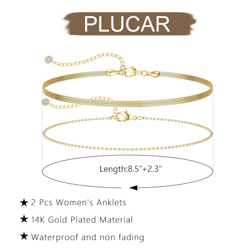 Ankle Bracelets for Women, 14K Gold Anklets for Women Waterproof Cuban Link Chain Layered Anklet Set Gold Ankle Bracelets for Women Summer Beach Foot Jewelry Gifts - color: Ball/Snake Chain