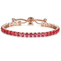 CiNily Adjustable Tennis Bracelets for Women Teen Girls Rainbow Cubic Zirconia Bracelet 14K White Gold Plated Hypoallergenic Slider Bracelet Jewelry Gift - color: Adjustable bracelet-rose gold+red