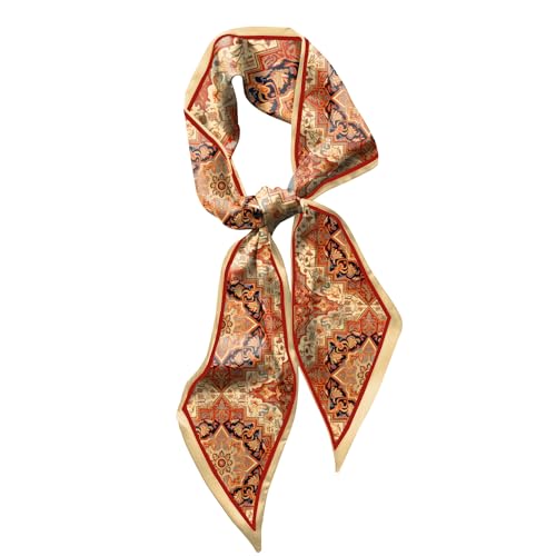 Hair Head Scarf Silk Feeling Long Satin Neck Satin Scarves for Handbag Cute Aesthetic Decoration Women Girls 59 * 6.7” - color: Y3-boho