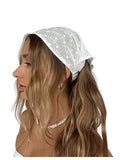 SHENHE Women's Head Scarf Elastic Eyelet Embroidered Headband Hair Bandana Head Kerchief White One-Size