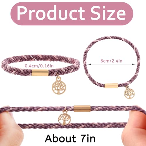 DIYDEC 10PCS Hair Ties Bracelet for Women 5 Styles Soft Braided Boho Hair Bands Elastic No Damage Hair Ties for Girls thick Thin Long Curly Hair Accessories(Pink) - color: pink