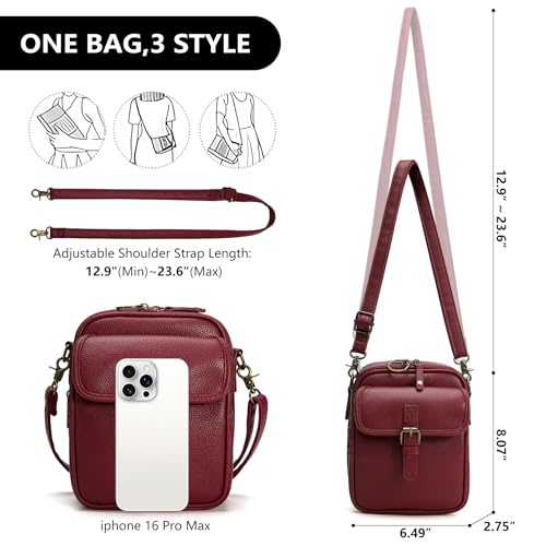 Small Crossbody Bags for Women Vegan Leather Messenger Purses, Vintage Wallet Anti Theft Shoulder Handbags with Card Slots - color: Red