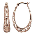 Amazon Collection Sterling Silver Filigree Oval Hoop Earrings - color: Rose Gold