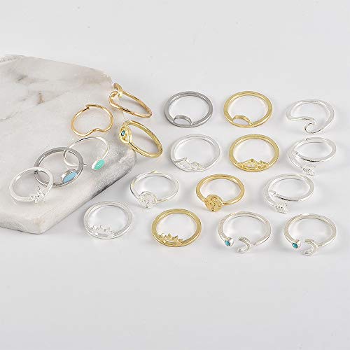 FUTIMELY Boho Retro Stackable Rings Sets for Women Knuckle Joint Finger Knuckle Nail Ring Sets Moon Stars Stack Preppy Statement Rings Cute Trendy Stuff Jewelry - style: A-1