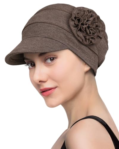 Hachapy Soft Newsboy Cap for Women Slip on Headwear Summer - color: Dark Brown Grey