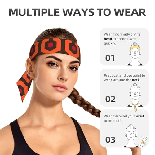 Sports Head Tie Westie Dogs Beach Summer Tropical Tie Sweatband Headband Men Women Elastic Bandana Adjustable Non-Slip Moisture Wicking for Running Football Yoga Workout Athletic Hair Ninja Head Band - color: Overlook Hotel Carpet