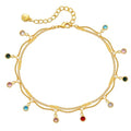 Yumikoo 18k Gold Plated Anklet Ankle Bracelets for Women - style: Colorful Round Pendant