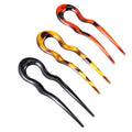 Healeved 3 Pieces Leopard Print U-shaped Hair Pins Hair Forks Resin Double Prong for Women Wedding Updo and Daily Styling