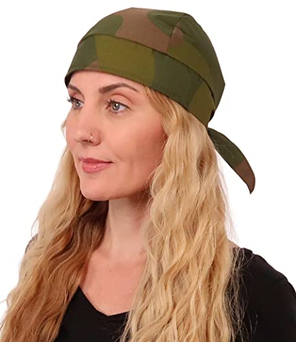 Sparkling EARTH - American Made Skull Caps Doo Rags Do Rag Durag Headwrap Head Wraps Skullies - Made in The USA! - color: Norway Woodland Camouflage Military