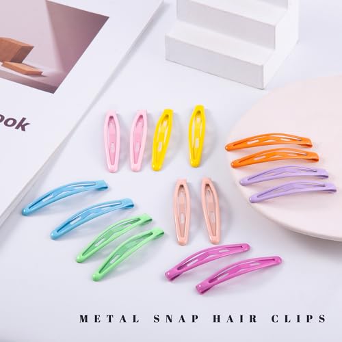 16 PCS Snap Hair Clips Metal Barrettes for Women Non Slip Barrettes for Thick and Thin Fine Hair,Bright Multicolor,2.36 x 0.43 Inches. - color: Bright Multicolor