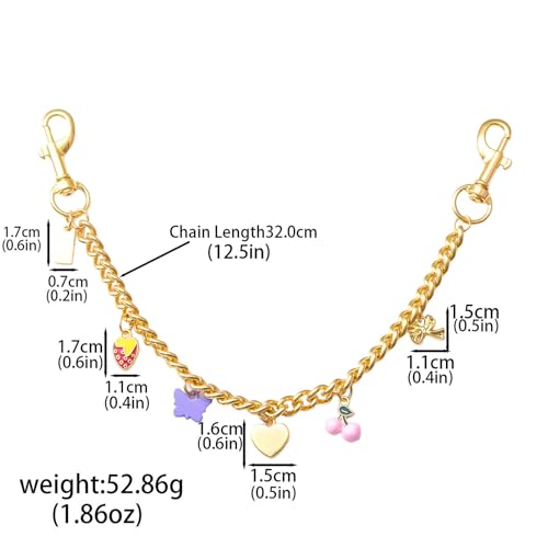 Bag Purse Charms Chain for Handbags Women's Pants Wallet Gold Link Bag Chain Keychain Y2K Accessories - color: Heart Butterfly