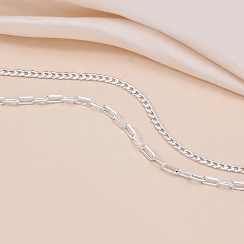 CHESKY Layered Necklaces for Women, 14K Gold Plated Chain Necklace Women Trendy Cuban Link Paperclip Chain Toggle Clasp Necklace Fashion Chunky Jewelry for Women - style: Paperclip Toggle-SL