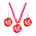 4 Pairs Tropical Bohemian Dangle Earrings For Women Hawaii Plant Daisy Flower Drop Earrings Set - color: red