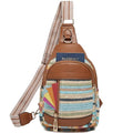 cakang Womens Sling Bag Crossbody Bags for Women Vegan Leather Sling Backpack Daypack Fanny Pack Crossbody Purse Travel - color: 8-rainbow Weaving-brown