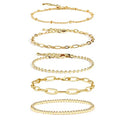 Waterproof Gold Chain Bracelet For Women Non Tarnish,14K Gold Plated Link Dainty Bracelets Stake Layered Bracelet Set Hypoallergen Gold Jewelry - color: Style-4