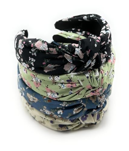 Fall Headbands for Women Satin Pastal Green Bloom Floral, Warable All Day, Colorful Autumn Flower Head band, Silk Feel, Womens Knotted Headband Fashion Designer Top Knot Girls Hair - color: Pastal Green