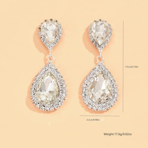Bridal Statement Earrings for Women, Long Tassel Earrings Sparkling Rhinestones Crystals Earring Exaggerated Wedding Bridal Earrings Elegant Jewelry for Wedding Engagement Party - color: Black