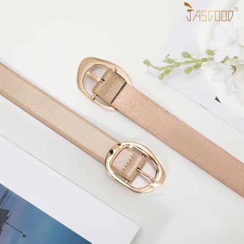 Women Leather Belt for Jeans Pants Ladies Casual Waist Belt Fashion Women Belt with Gold Buckle - color: Gold, size: Suit for waist size 30"-34"