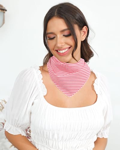 AWAYTR 3Pcs Hair Bandanas Head Kerchief for Women Girls Tie-Back Boho Hair Scarf Headband Bandana Triangle Head Scarf - color: Red Grid + Strawberry + Flowers