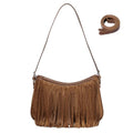 Fringe Shoulder Bag for Women Underarm Suede Western Hobo Purses and Handbags Trendy Crossbody Purse with Tassel - color: Brown