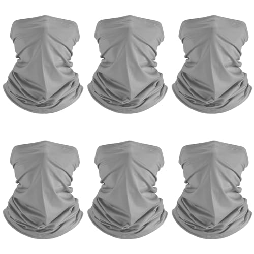 Geyoga 6 Pieces Summer UV Protection Cooling Neck Gaiter Face Clothing Neck Gaiter Mask Scarf Sunscreen Breathable Bandana - color: Dark Grey